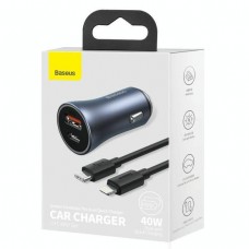 Baseus Golden Contactor Pro Dual Fast Car Charger U+C 40W Set with 1M Cable TZCCJD-B0G [Dark Gray]